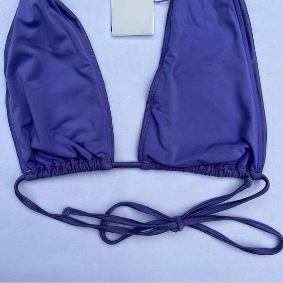 Good American Lilac Mist Shine Ruched Halter Neck Bikini Top Size XLarge/4 NWT - Picture 14 of 14